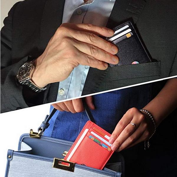 RFID Block lining Slim Safe Mens PU Leather Pocket Credit Card Holder Wallet