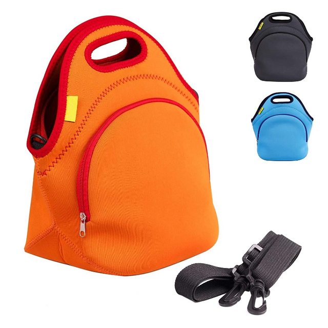 Orange Color Big Portable Insulated Lunch Carrier Kids Students Men Women Neoprene Lunch Bag Strap