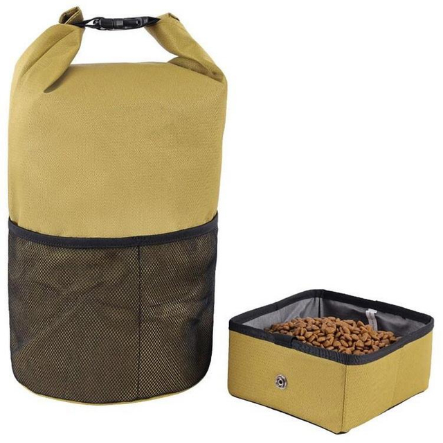Portable Food Carrier Bag Snack Storage Container Foldable Dog Food Travel Bag with Collapsable Bowls