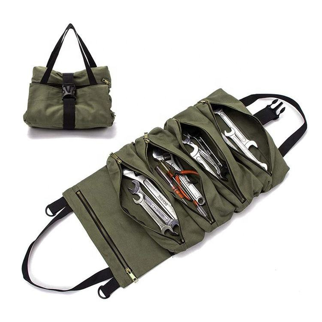 Ready To Ship Hot Sale Waterproof Multi-Purpose Canvas Roll Up Tool Bag Work Heavy Duty