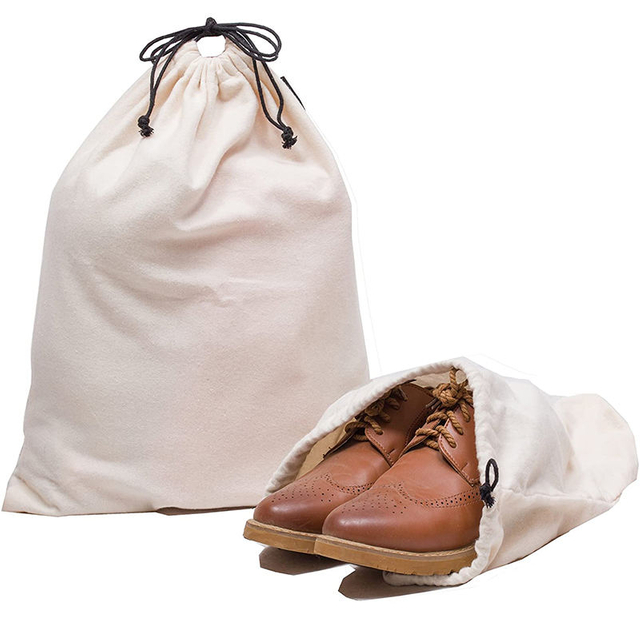 Draw String Shoe Bag Custom Logo Velvet/Cotton/Canvas/Satin/Polyester Drawstring Dust Storage Shoe Bag For Travel, Daily Life