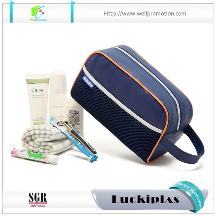 Nylon mesh and pvc leather Mens travel cosmetic bag ,hanging toiletry bag hot sale