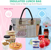 Gray Thermal Lunch Storage Organizer Insulated Food Bag Cooler Tote Bags Handbag With Handle For Outdoor Women Shopping