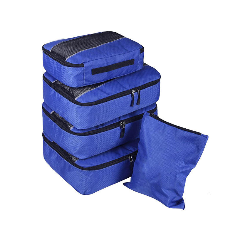 Ultralight polyester customized logo large travel luggage organizer mesh pack bag set packing cubes