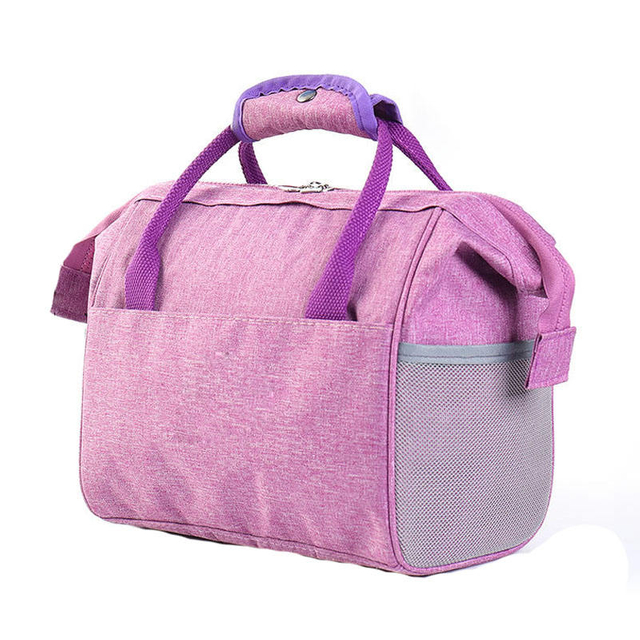 Women Small Pink Thermo Food Milk Bottle Ice Cooler Bags Thermal Insulation Heating Reusable Ladies Lunch Bag for Adult