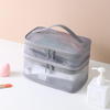 Large Capacity Black Mesh Zipper Pouch Travel Cosmetic Organizer Case Clear Waterproof Nylon Mesh Toiletry Cosmetic Bag