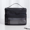 Large Capacity Black Mesh Zipper Pouch Travel Cosmetic Organizer Case Clear Waterproof Nylon Mesh Toiletry Cosmetic Bag