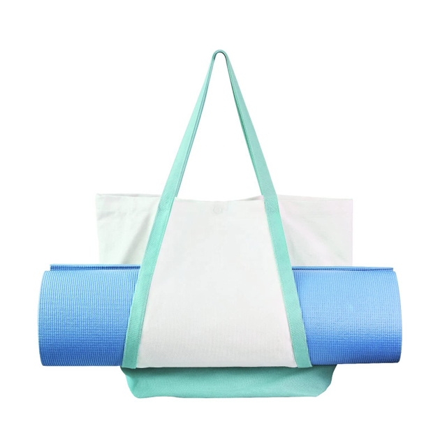 Good Quality Canvas Yoga Mat Holder Duffel Bag with Zipper Inner Pocket Cotton Travel Weekender Overnight Yoga Duffel Bag
