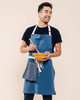 Adjustable organic cotton linen apron with pockets factory made cooking linen apron
