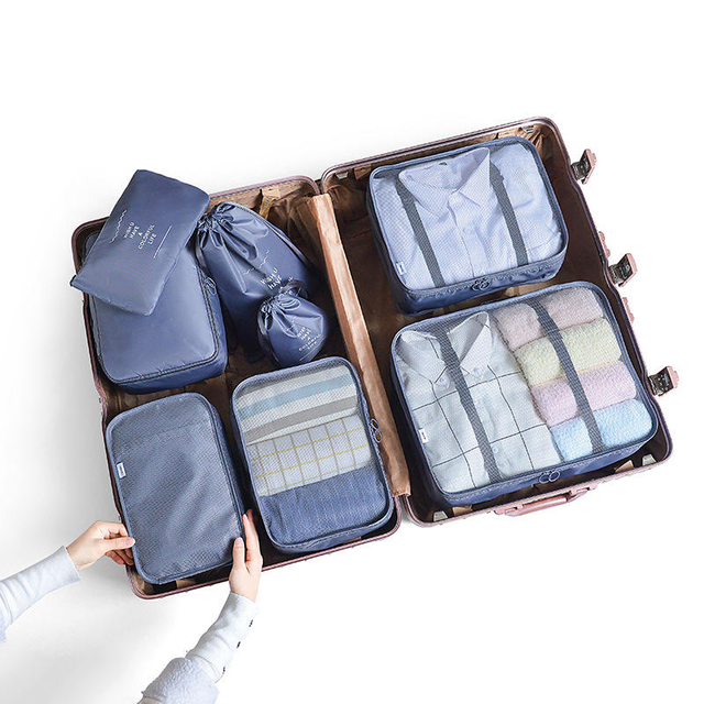 2021 Packing cubes 7 pcs travel luggage packing organizer traveling packing compression cubes with shoes bag