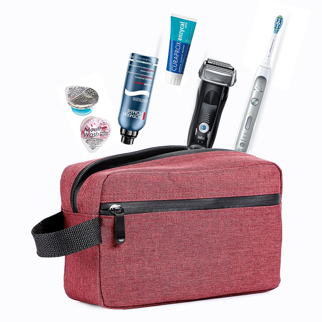 Wine Red Wholesale Factory Toiletry Bag for Men Portable Travel Toiletry Organizer Bag Shaving Bag for Toiletries Accessories