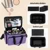 Large Storage Compartments Cosmetic Case Handle Travel Makeup Organizer With Adjustable Dividers And Shoulder Strap