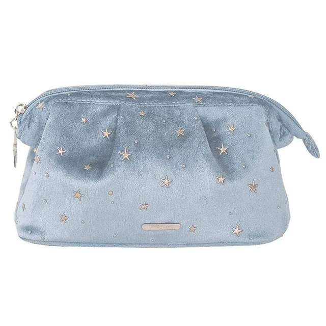 Fashion Soft Travel Cosmetic Organizer Bags Velvet Roomy Makeup Pouch for Women And Girls with Star