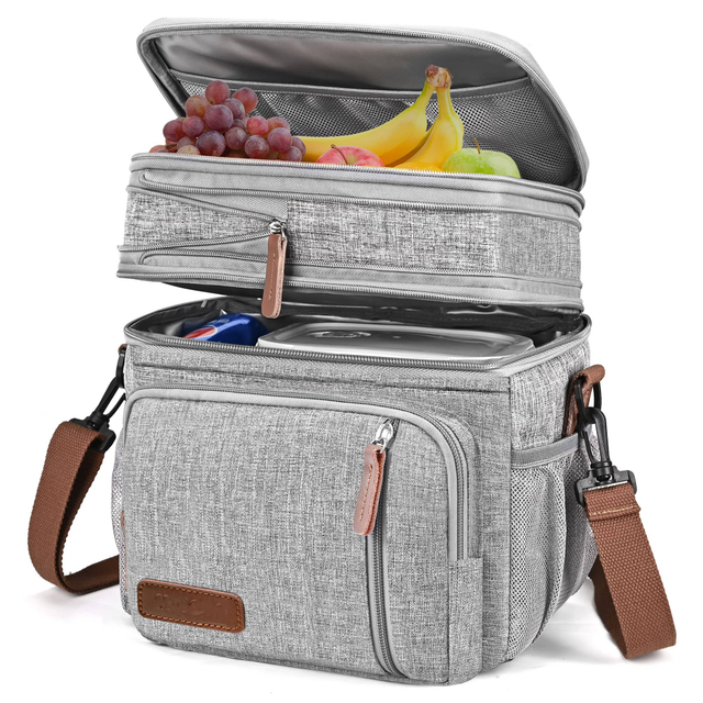Leakproof Large Insulated Lunch Bags for Women Men Lunch Box Double Deck Soft Cooler Tote Bag