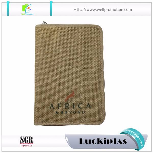 Wholesale custom jute linen padfolios/portfolio with ring binder