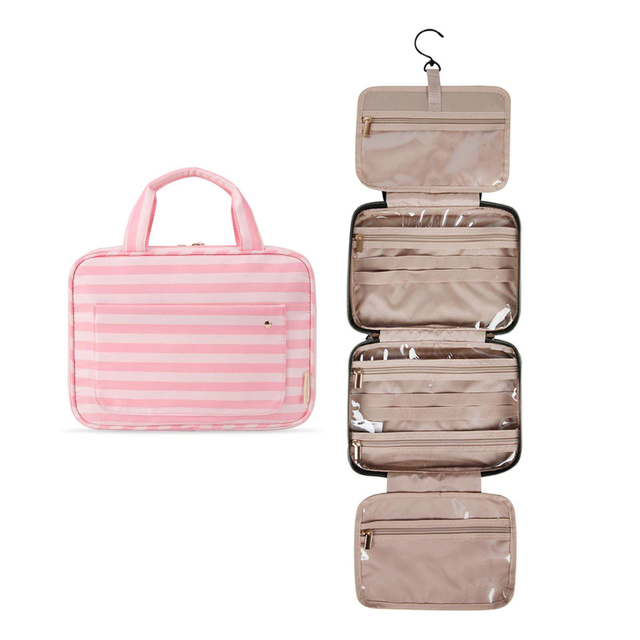 Custom Logo Multi Pocket Toiletry Travel Bag With Hanging Hook, Water-Resistant Makeup Cosmetic Bag Travel Organizer