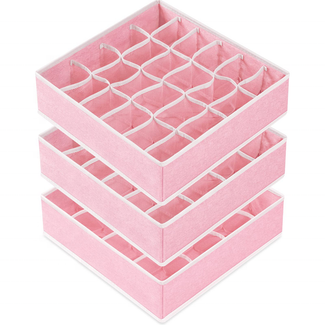 24 Cell Collapsible Sock Organizer Box for Socks Underwear Ties Belts Storage Washable Cheap Closet Sock Organizer Cube