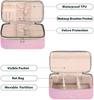 New Arrival Pink Honeycomb Vegan Leather Makeup Bag PU Cosmetic Travel Organizer Double Layer Toiletries Bags for Men