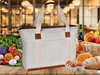 Durable Canvas Grocery Shopping Bag Carry Shoulder Handbag Women Large Cotton Tote Bag with Leather Handle