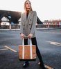 Wholesale Large Reusable Custom Logo Print Paper Waterproof Washable Tear Resistant Kraft Canvas Tote Bag with Cotton Handles