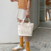 Cute Mini Women Canvas Tote Bag Durable Fashion Girl Teenagers Wrist Handbag With Front Pocket