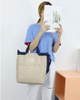 Fashionable Casual Girls Beige Tote Bag with Pocket Cotton Canvas Shopping Shoulder Cotton Bag Canvas Tote