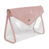 Clear PVC Pink PU Leather Small Cosmetic Storage Bag Travel Lightweight Waterproof Makeup Bag