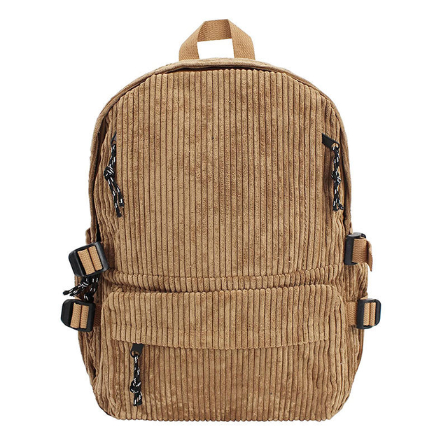 Stylish Vintage Corduroy Backpack Large Capacity Trendy School Bag For College Girls