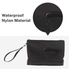 Fashion Black Waterproof Two Layer Cosmetic Pouch Ladies Carry On Clutch Makeup Bag With Brush Organizer