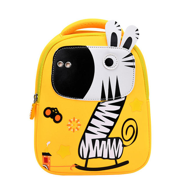 Fashion Waterproof Neoprene Kids Mini Toddler Backpack for Girls Boys Cute Yellow Zebra Kindergarten School Bookbag