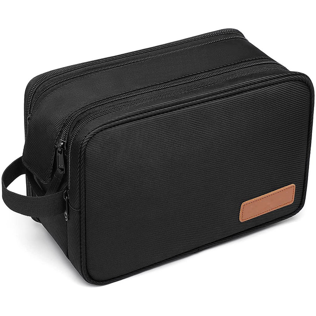 Large Travel Toiletry Organizer Bag for Men Water Resistant Dopp Kit Shaving Bag for Toiletries Cosmetics with Leather Logo