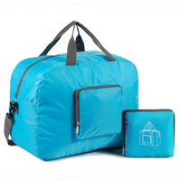 Expandable Folding Kids Adults Sports Duffel Carrier Fold Up Weekend Travel Bag Blue