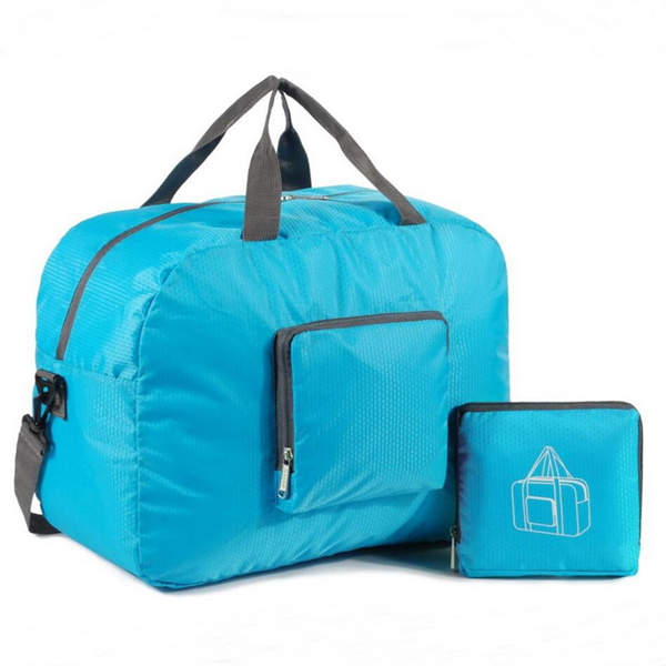 Expandable Folding Kids Adults Sports Duffel Carrier Fold Up Weekend Travel Bag Blue
