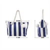 Manufacturer Navy Blue Stripe Printed Thick Large Canvas Tote Bag for Shopping Big Capacity Tote Canvas Bag with Rope Handle