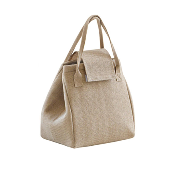 Custom Logo Portable Food Thermal Box Durable Picnic Office Cooler Lunchbox Organizer Insulated Jute Lunch Bag