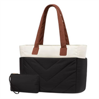 Puffy Wallet and Quilted Nylon Tote Bag Set-Fashion Zipper Closure Waterproof Custom Thickened Handbag Shoulder Bag