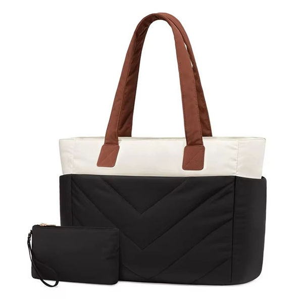 Puffy Wallet and Quilted Nylon Tote Bag Set-Fashion Zipper Closure Waterproof Custom Thickened Handbag Shoulder Bag