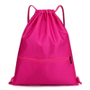 Custom Logo Waterproof Drawstring Backpack with Zipper Pocket Large String Bags for Gym Sports