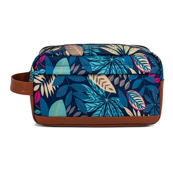 Wholesale Large Waterproof Toiletry Bag Custom Logo Multi Pockets Mens Cosmetic Makeup Bag with Leather Handle