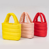 Portable Customization Logo Embroidery Puffy Bag Women Lady Winter Padded Soft Small Puffy Tote Bag