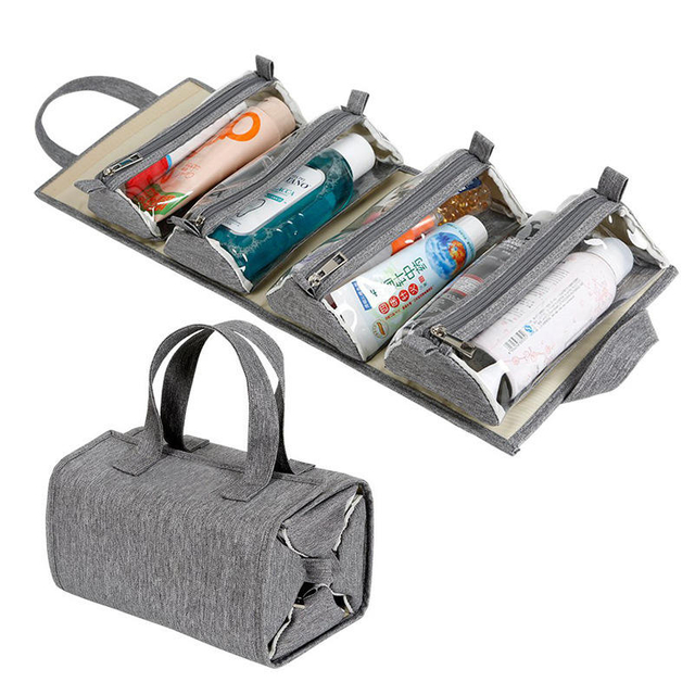 Hot roll-up travel toiletry kit women makeup organizer removable cosmetic storage bags