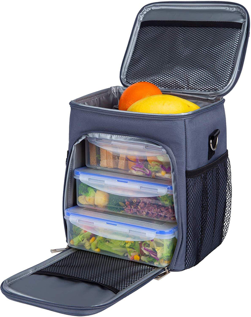 Men's Lunch Cooler Bag Adjustable And Removable Shoulder Strap Double Compartment Insulated Refrigerated Lunch Bag