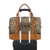Large Capacity Wholesale PU Leather Leopard Print Designer Travelling Tote Bag Shoes Compartment Luggage Overnight Duffel Bag