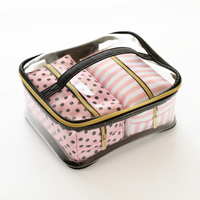 Transparent Waterproof Premium Foldable Durable Design Portable Wholesale New Travelclear Pvc Makeup Cosmetic Tote Bag Pouch