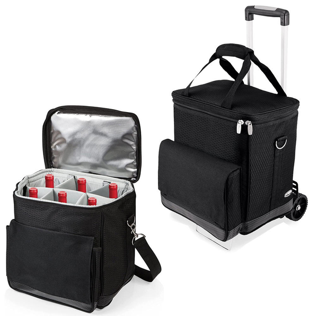 Portable wholesale travel waterproof 6 bottle pack ice oxford cooler bags for wine beer insulated wine cooler bag trolley