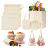 Eco Friendly Zero Waste Reusable Sustainable Natural Muslin Mesh Net Bags Grocery Large Cotton Shopping Bags
