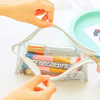 Cheap Transparent Student Pencil Case Clear Girls Waterproof Pattern Pouch Cute Makeup Pouch PVC Cosmetic Bag