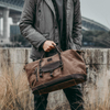 Wholesale Big Leather Travel Duffle Bag Man Woman Stylish 35L Canvas Overnight Weekender Bag with Leather Handle