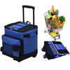custom logo large 43L insulated wheeled cooler bag with handle and removable liner foldable soft cooler with wheels