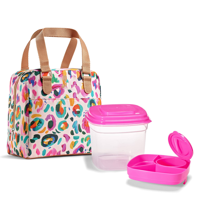 Wholesale Label Insulated Cooler Lunch Bag Women with Two Food Containers, Reusable Lunch Box for Work, School, Beach